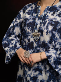 Blue Slub Khaddar 2Pc Stitched - AL-2PS-LKS-1092