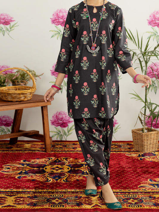 Black Lawn 2 Piece Stitched - ALT-2PS-LKS-1107 - Almirah Online