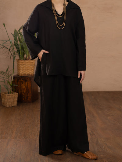 Black Linen 2 Piece Stitched - ALCR-2PS-LKS-1107 - Almirah Online