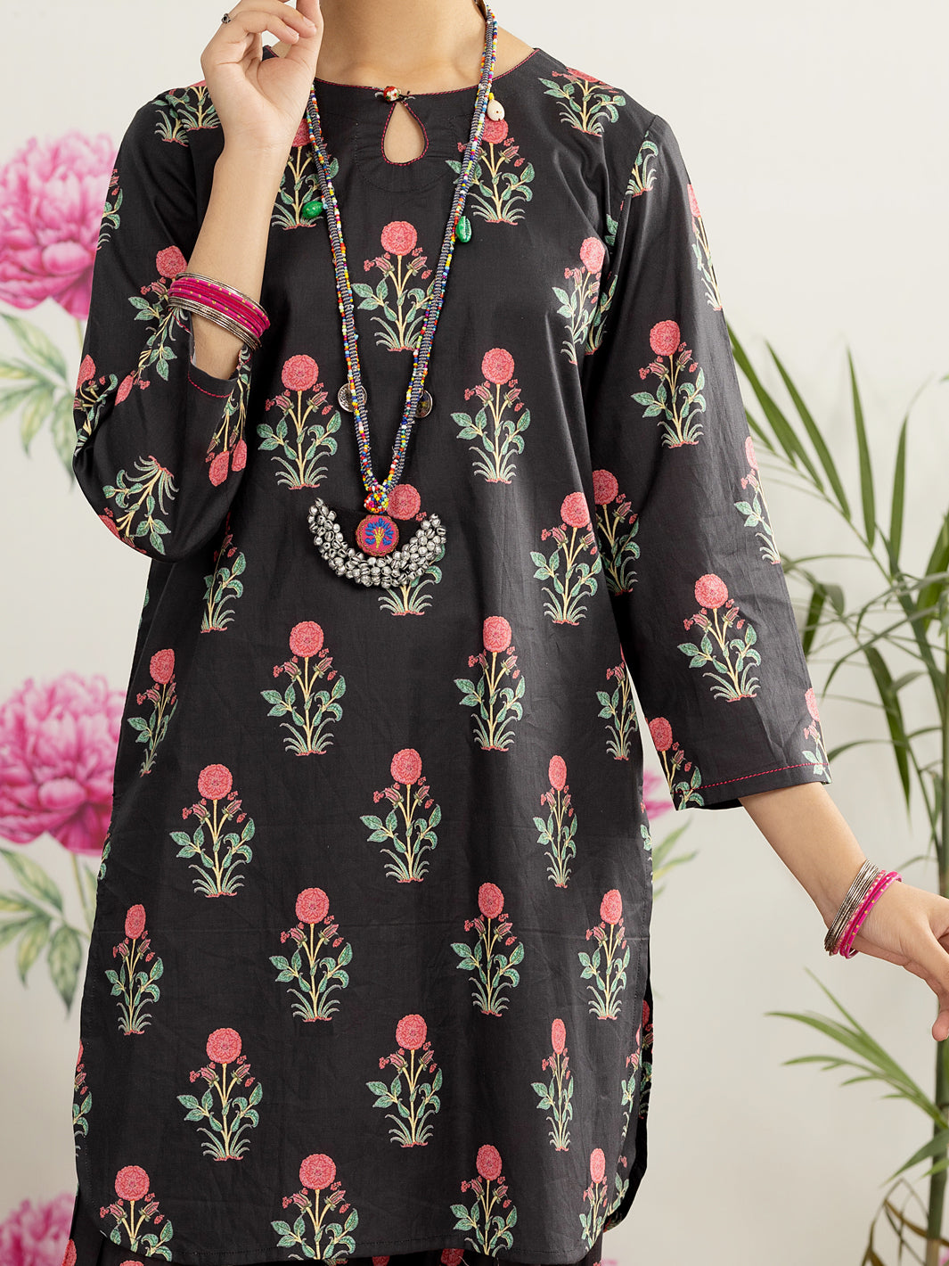 Black Lawn 2 Piece Stitched - ALT-2PS-LKS-1107 - Almirah Online
