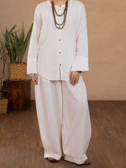 White Linen 2 Piece Stitched - ALCR-2PS-LKS-1108 - Almirah Online