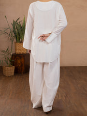 White Linen 2 Piece Stitched - ALCR-2PS-LKS-1108 - Almirah Online