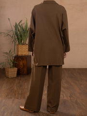 Brown Linen 2 Piece Stitched - ALCR-2PS-LKS-1109 - Almirah Online