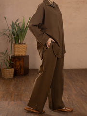 Brown Linen 2 Piece Stitched - ALCR-2PS-LKS-1109 - Almirah Online