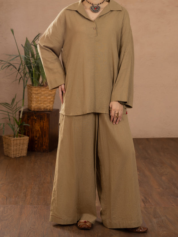 Khaki Linen 2 Piece Stitched - ALCR-2PS-LKS-1110 - Almirah Online