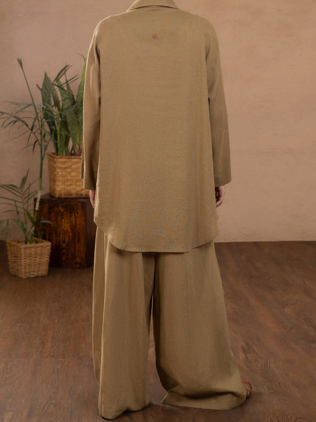 Khaki Linen 2 Piece Stitched - ALCR-2PS-LKS-1110 - Almirah Online