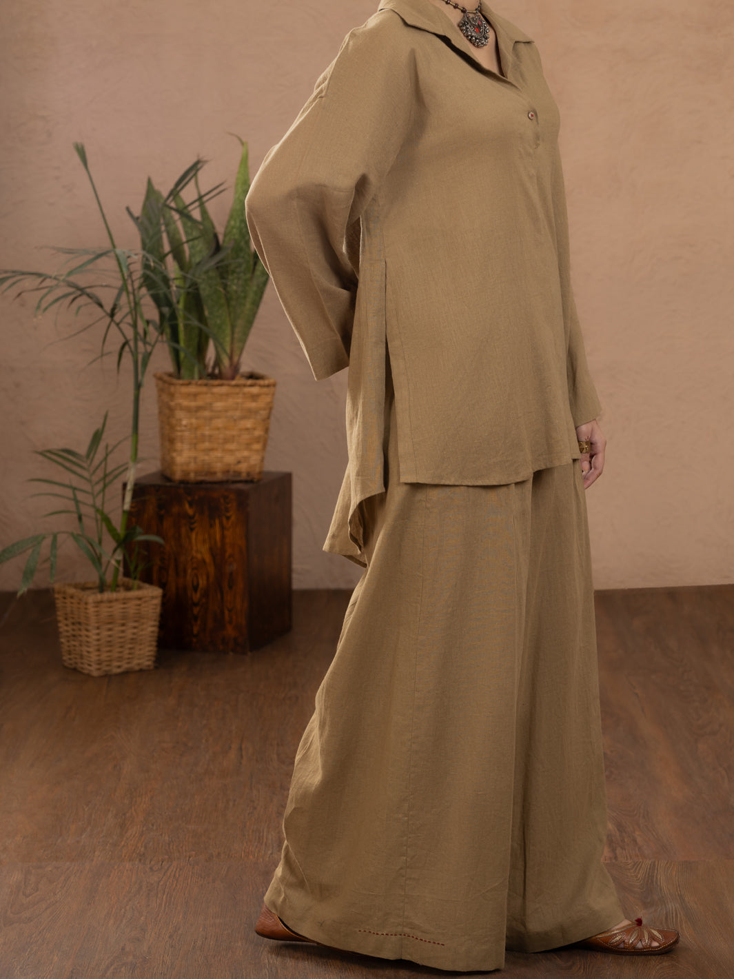 Khaki Linen Tunic - ALCR-LK-1110