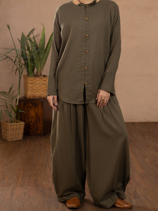 Green Linen Tunic - ALCR-LK-1112