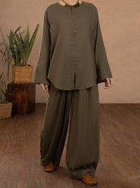 Green Linen Tunic - ALCR-LK-1112