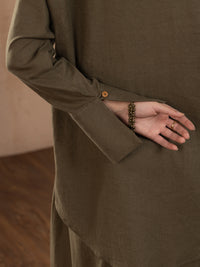 Green Linen Tunic - ALCR-LK-1112