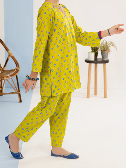 Parrot Green Cambric 2 Piece Stitched - ALT-2PS-LKS-1119 - Almirah Online