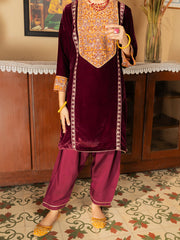 Maroon Velvet 2 Piece Stitched - ALT-LS-LKS-1141