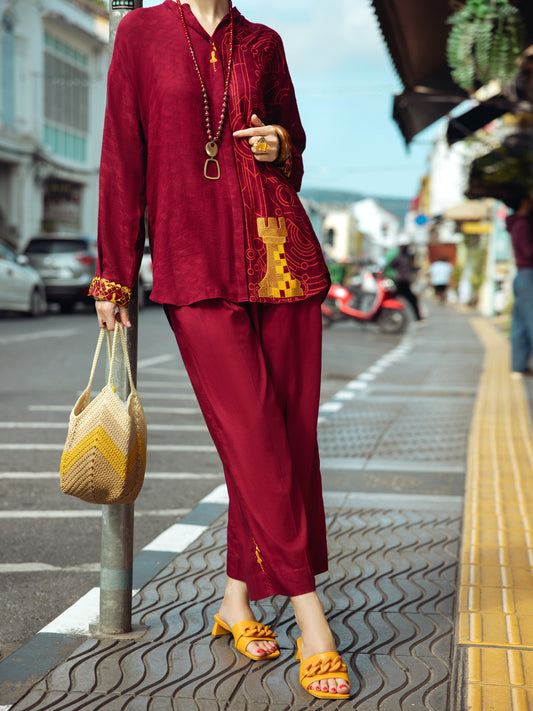 Maroon Dobby Jacquard 2 Piece Stitched - ALP-2PS-LKS-1799 - Almirah Online