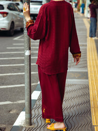Maroon Dobby Jacquard 2Pc Stitched - ALP-2PS-LKS-1799