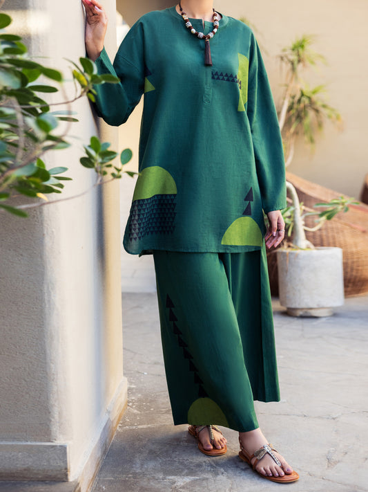 GREEN CABMRIC 2PC STITCHED - ALP-2PS-LKS-2794