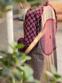 Maroon Lawn 2Pc Stitched - ALP-2PS-LKS-2843