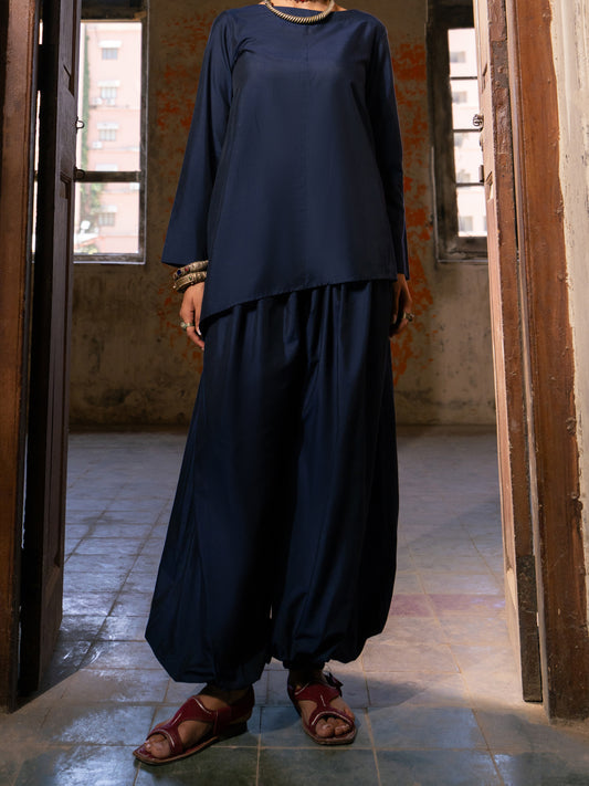 NEELA (Ù†ÛŒÙ„Ø§) - Navy Blue Yarn Dyed Stitched 2PC - ALCR-2PS-LKS-2845
