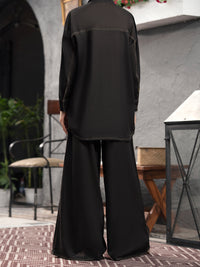 Black SatinÃ‚Â 2 Piece Stitched - AL-2PS-LKS-907