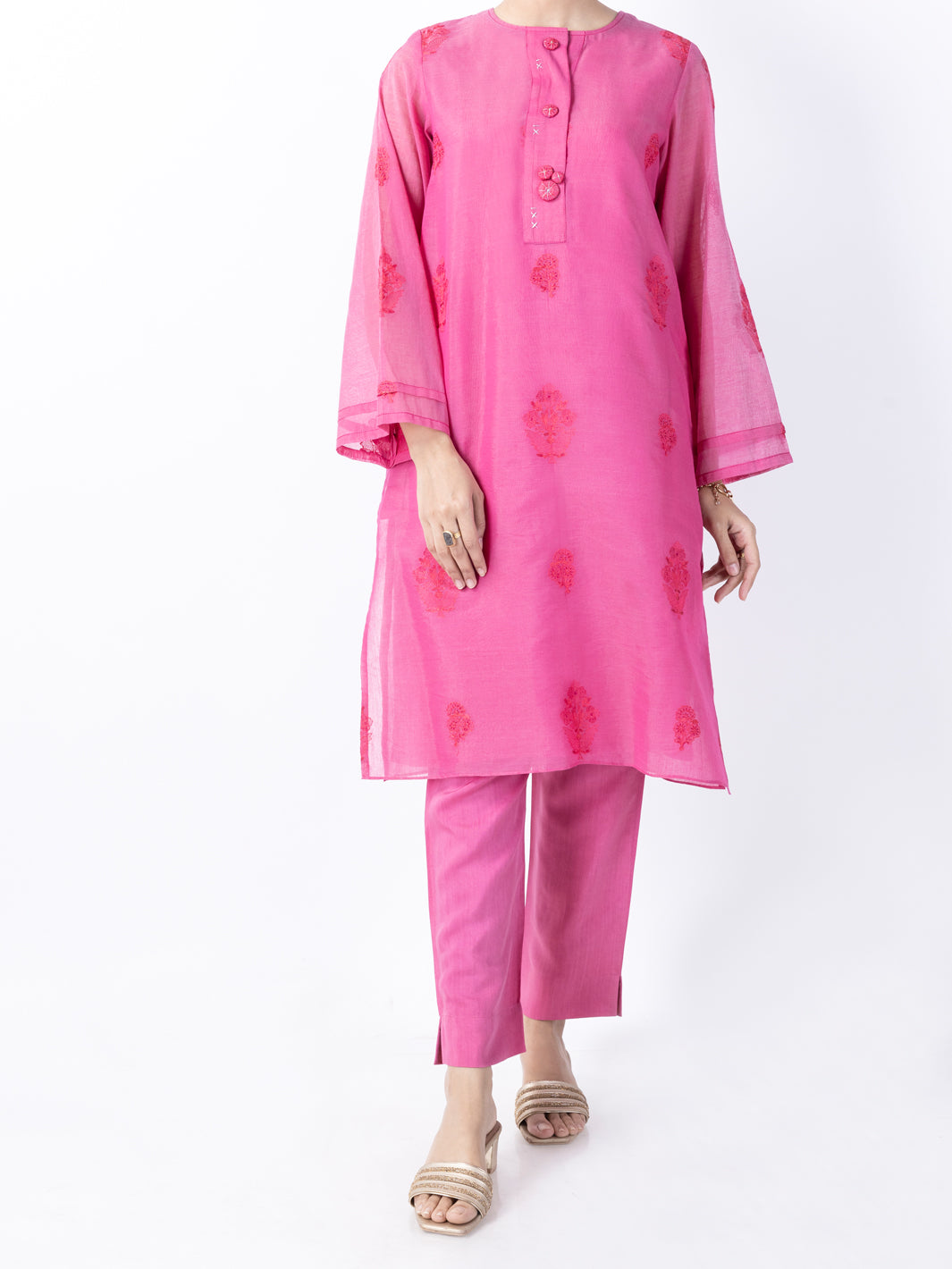Pink Poly Cotton 2 Piece Stitched - AL-2PS-LKS-946B - Almirah Online