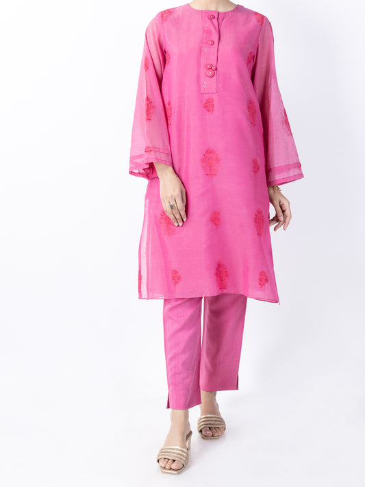 Pink Poly Cotton 2 Piece Stitched - AL-2PS-LKS-946B - Almirah Online
