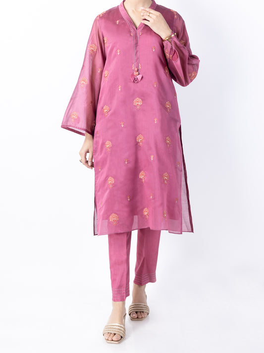 Magenta Poly Cotton 2 Piece Stitched - AL-2PS-LKS-947B - Almirah Online