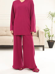 Magenta Knitted 2 Piece Stitched - AWP-LKSFW-735