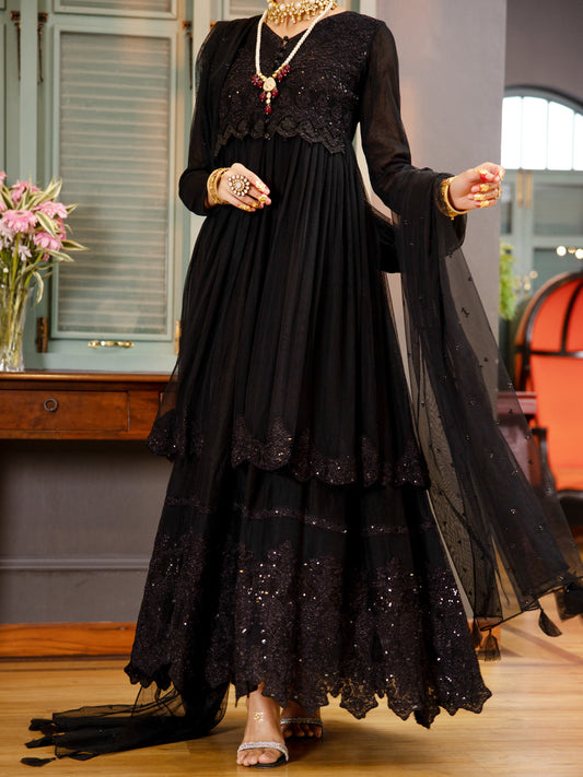 Black Poly-Net 3Pc Formal Stitched - AL-3PS-LS-375