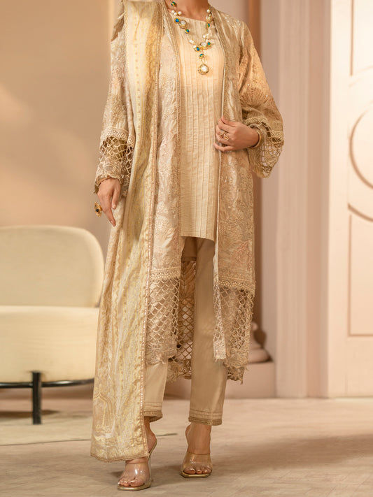 Light Brown Chiffon 3Pc Formal Stitched - AL-3PS-LS-423
