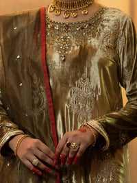 Beige Velvet 3Pc Formal Stitched - AL-3PS-LS-443A