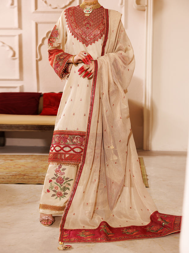 Beige Mesuri 3 Piece Formal Unstitched - AL-3PS-LS-UN-452 - Almirah Online