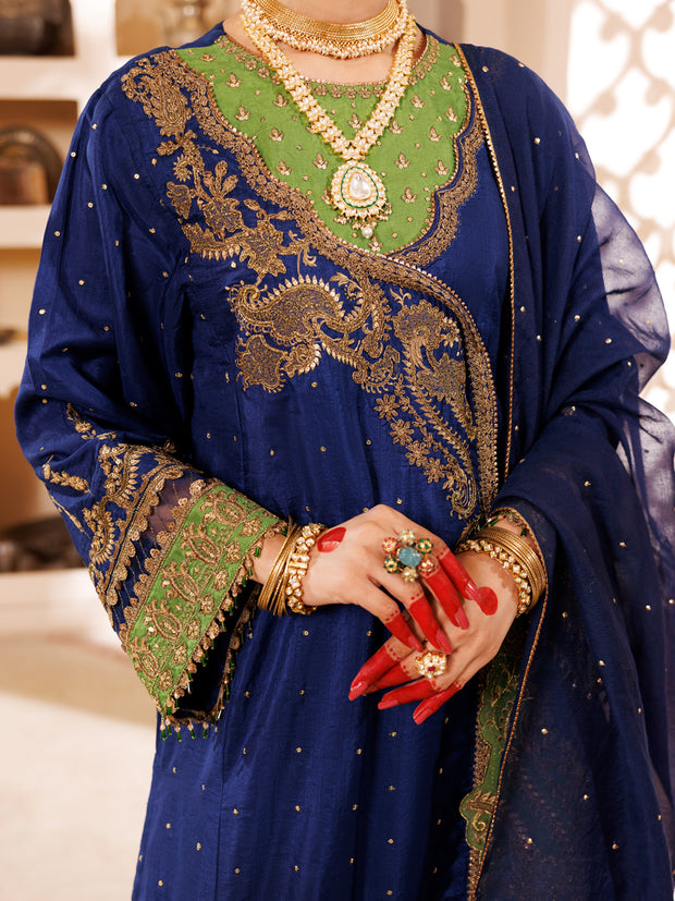 Blue Slub Viscose 3 Piece Formal Stitched - AL-3PS-LS-455 - Almirah Online