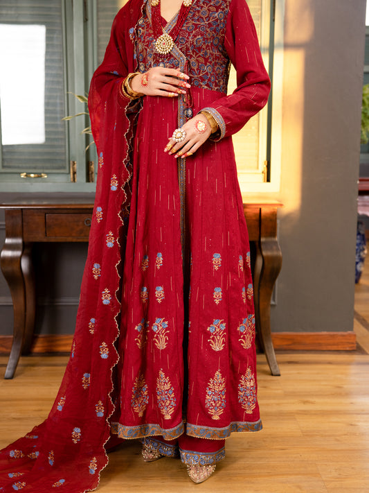 Maroon Yarn Dyed 3Pc Formal Stitched - AL-3PS-LS-467