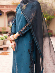 Teal Green Raw Silk 3 Piece Formal Stitched - AL-3PS-LS-470 - Almirah Online