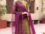 Mehndi Green Raw Silk 3 Piece Formal Stitched - AL-3PS-LS-471 - Almirah Online