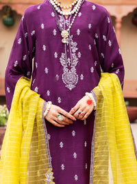 Purple Raw Silk 3Pc Formal Stitched - AL-3PS-LS-472