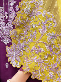Purple Raw Silk 3Pc Formal Stitched - AL-3PS-LS-472