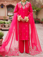 Pink Raw Silk 3 Piece Formal Stitched - AL-3PS-LS-474 - Almirah Online