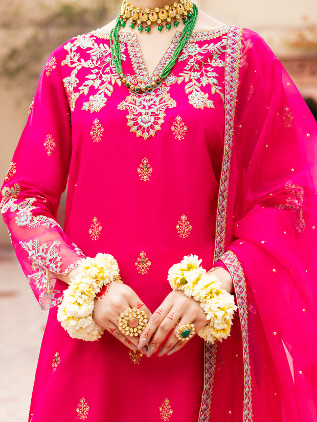 Pink Raw Silk 3 Piece Formal Stitched - AL-3PS-LS-474 - Almirah Online