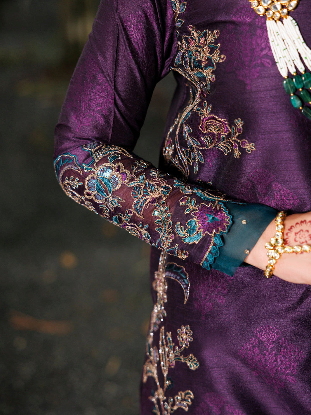 Purple Raw Silk Formal 3Pc Stitched - AL-3PS-LS-523