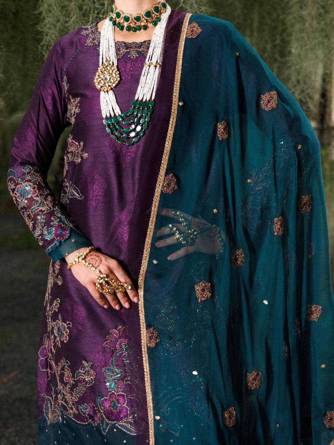 Purple Raw Silk Formal 3Pc Stitched - AL-3PS-LS-523