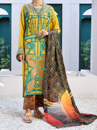 Yellow Raw Silk Formal 3Pc Stitched - AL-3PS-LS-546