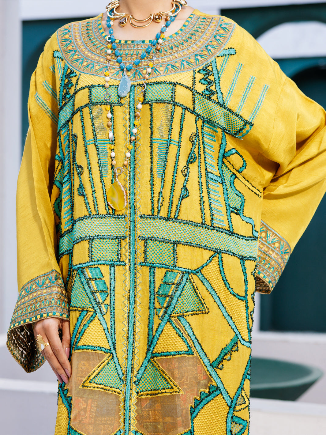 Yellow Raw Silk Formal 3Pc Stitched - AL-3PS-LS-546