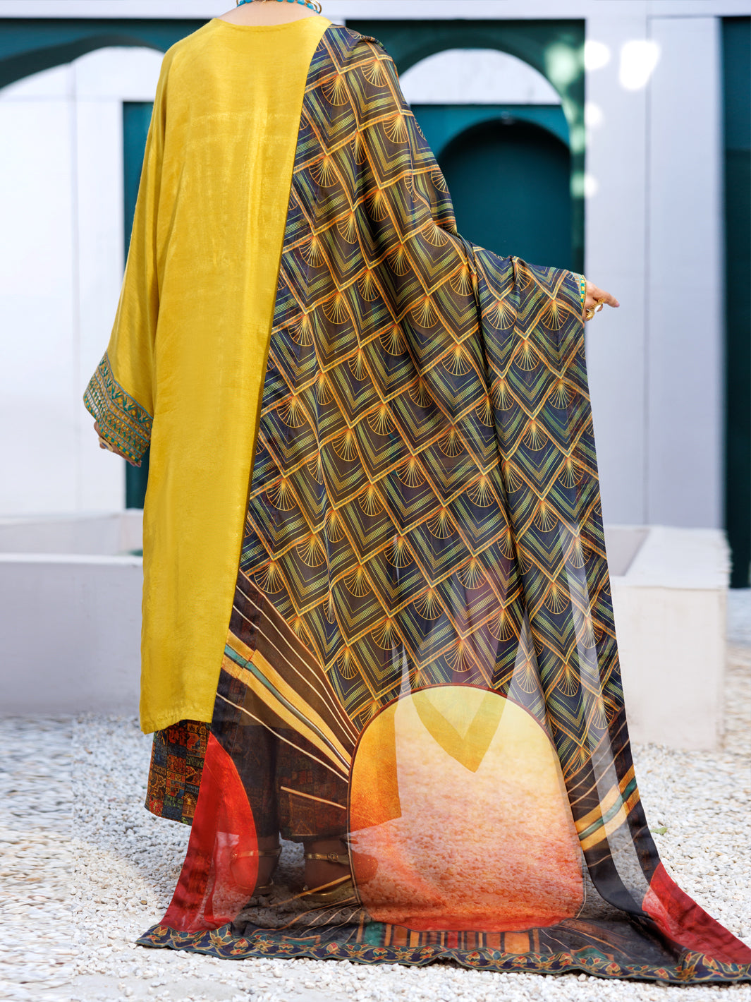 Yellow Raw Silk Formal 3Pc Stitched - AL-3PS-LS-546
