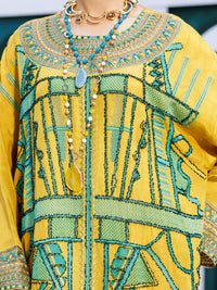 Yellow Raw Silk Formal 3Pc Stitched - AL-3PS-LS-546
