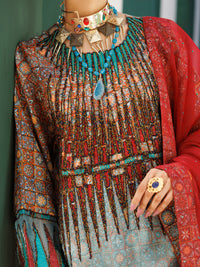 Multicolor Raw Silk Formal 3Pc Stitched - AL-3PS-LS-547