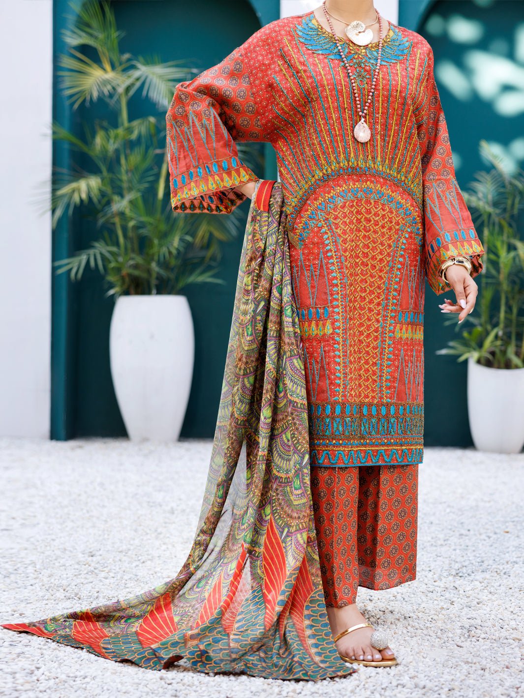 Maroon Raw Silk Formal 3Pc Stitched - AL-3PS-LS-549