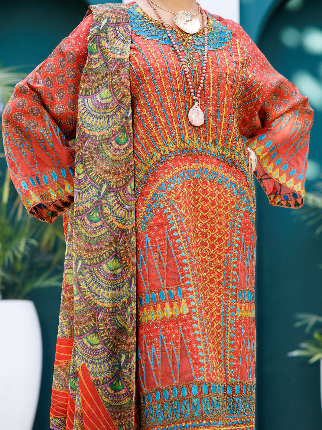 Maroon Raw Silk Formal 3Pc Stitched - AL-3PS-LS-549