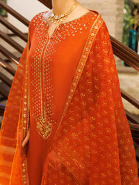 Rust Sheesha Silk Formal 3Pc Stitched - AL-3PS-LS-620