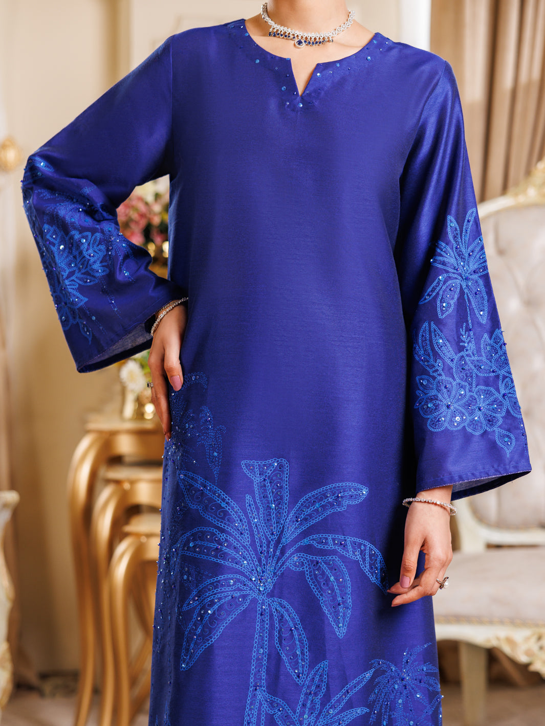 Blue Poly-Rayon Formal 2Pc Stitched - AL-LS-LKS-539
