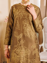 Mehndi Green Raw Silk Formal 2Pc Stitched - AL-LS-LKS-540